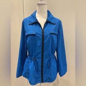 **Haggar Petites Women's Vibrant Blue/ black and blue spotted reversible  Jacket